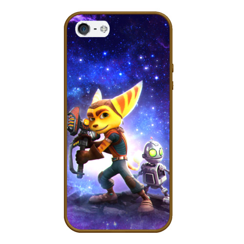 Чехол для iPhone 5/5S матовый Ratchet & Clank game, цвет коричневый