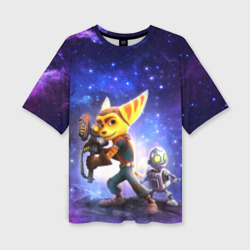 Женская футболка oversize 3D Ratchet & Clank game