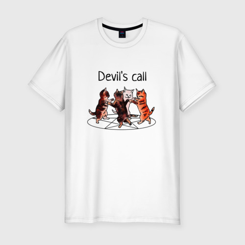 Мужская футболка хлопок Slim с принтом Calling the Devil, вид спереди #2