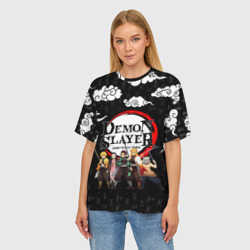 Женская футболка oversize 3D Клинок, рассекающий демонов - фото 2