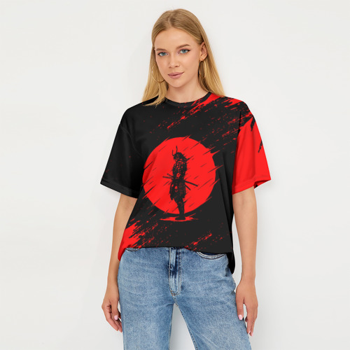 Женская футболка oversize 3D Самураи samurai, цвет 3D печать - фото 5