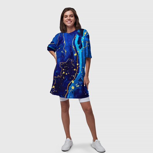 Платье-футболка 3D Синий гранит, цвет 3D печать - фото 5