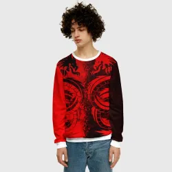 Мужской свитшот 3D Black red dragons tatoo - фото 2