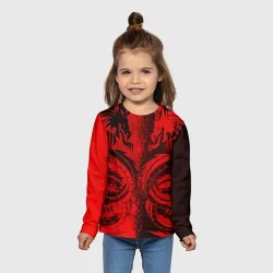 Детский лонгслив 3D Black red dragons tatoo - фото 2