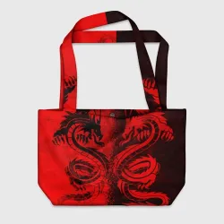 Пляжная сумка 3D Black red dragons tatoo