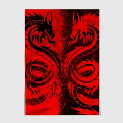 Постер Black red dragons tatoo