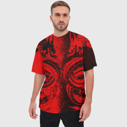 Мужская футболка oversize 3D Black red dragons tatoo - фото 2