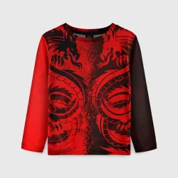 Детский лонгслив 3D Black red dragons tatoo