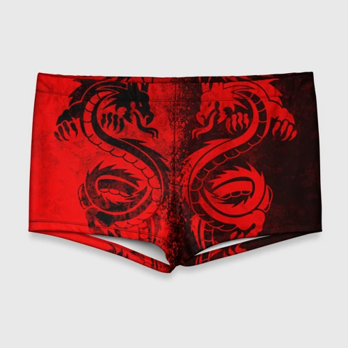 Мужские купальные плавки 3D Black red dragons tatoo
