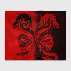Плед 3D Black red dragons tatoo