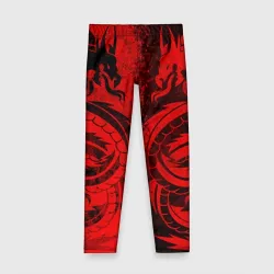 Детские леггинсы 3D Black red dragons tatoo