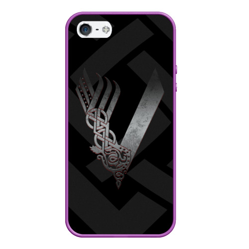 Чехол для iPhone 5/5S матовый Викинги vikings v, цвет фиолетовый