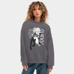 Женский свитшот oversize без начеса хлопок Унылая королева - фото 2