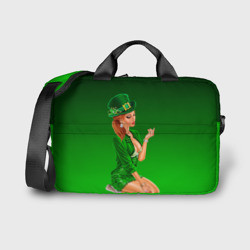 Сумка для ноутбука 3D девушка лепрекон в зеленом