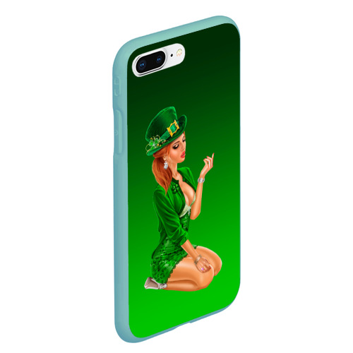 Чехол для iPhone 7Plus/8 Plus матовый Девушка лепрекон в зеленом, цвет мятный - фото 3