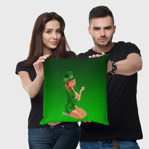 Подушка 3D Девушка лепрекон в зеленом - фото 3