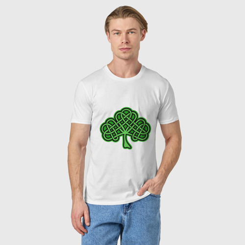 Мужская футболка хлопок кельтский клевер, цвет белый - фото 3
