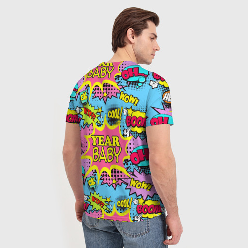 Мужская футболка 3D с принтом Year baby Pop art print, вид сзади #2