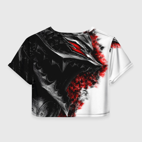 Женская футболка Crop-top 3D Берсерк дракон профиль, цвет 3D печать - фото 2