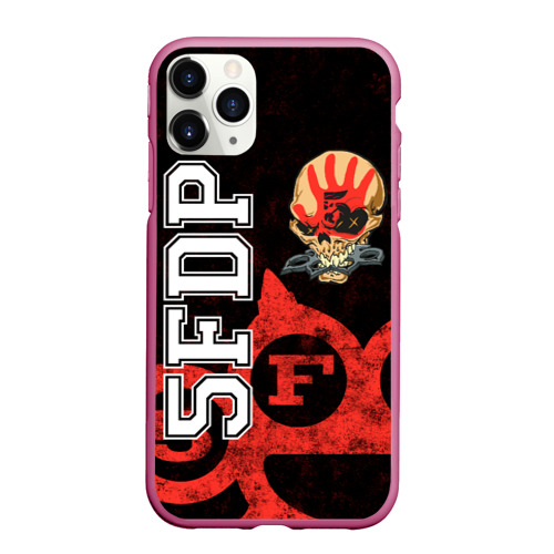 Чехол для iPhone 11 Pro Max матовый Five Finger Death Punch [1], цвет малиновый