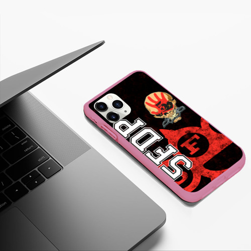 Чехол для iPhone 11 Pro Max матовый Five Finger Death Punch [1], цвет малиновый - фото 5