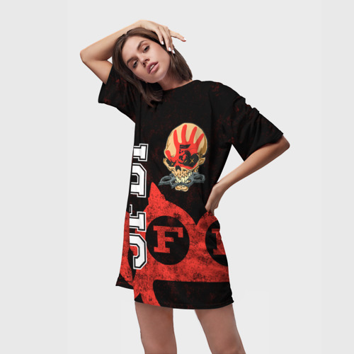 Платье-футболка 3D Five Finger Death Punch [1], цвет 3D печать - фото 3