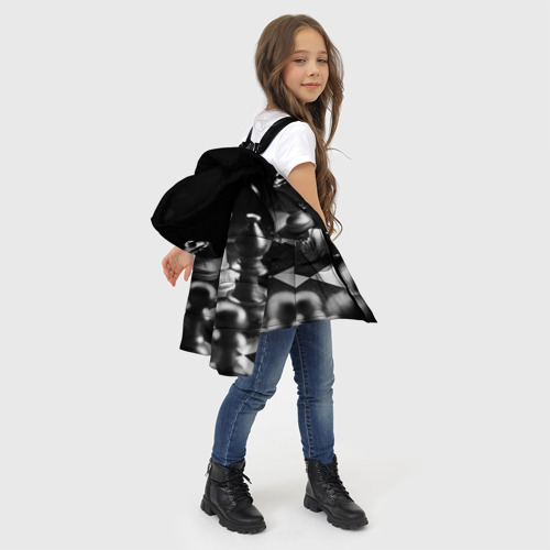 Зимняя куртка для девочек 3D Шахматы, цвет черный - фото 6