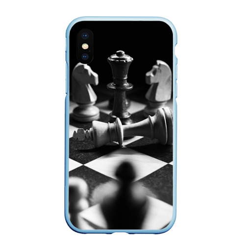 Чехол для iPhone XS Max матовый Шахматы, цвет голубой