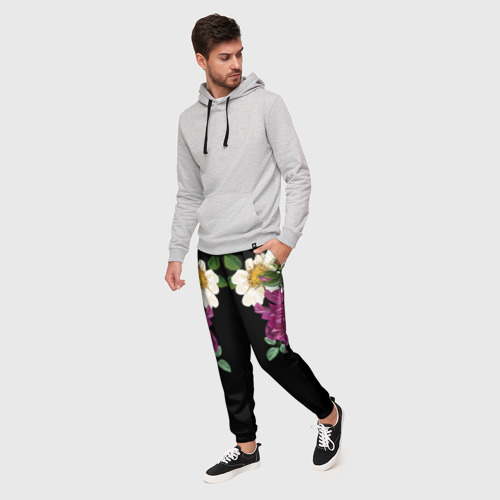 Мужские брюки 3D Стильные Цветы, цвет 3D печать - фото 3