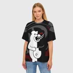 Женская футболка oversize 3D Monokuma Монокума danganro - фото 2