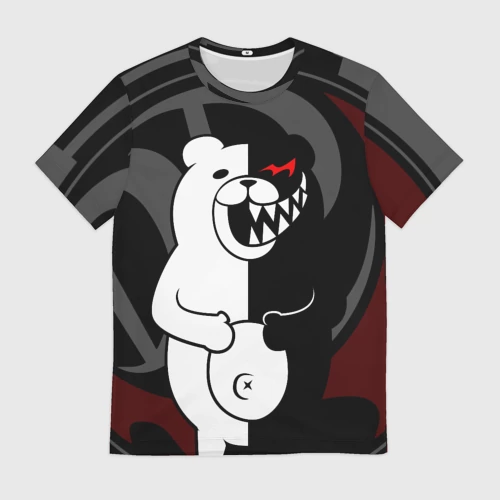 Мужская футболка 3D с принтом Monokuma Монокума danganro, вид спереди #2