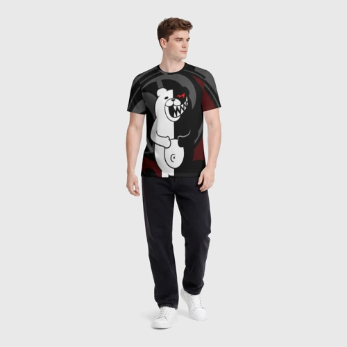 Мужская футболка 3D с принтом Monokuma Монокума danganro, вид сбоку #3