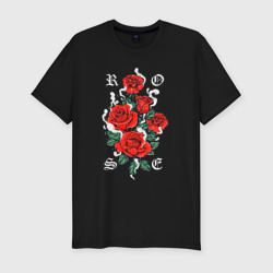 Мужская футболка хлопок Slim Розы roses smoke