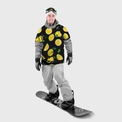 Накидка на куртку 3D Лимоны на чёрном