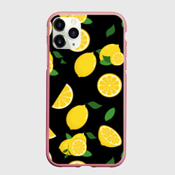Чехол для iPhone 11 Pro Max матовый Лимоны на чёрном