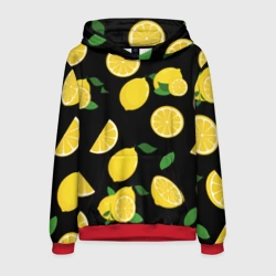 Мужская толстовка 3D Лимоны на чёрном