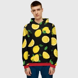Мужская толстовка 3D Лимоны на чёрном - фото 2