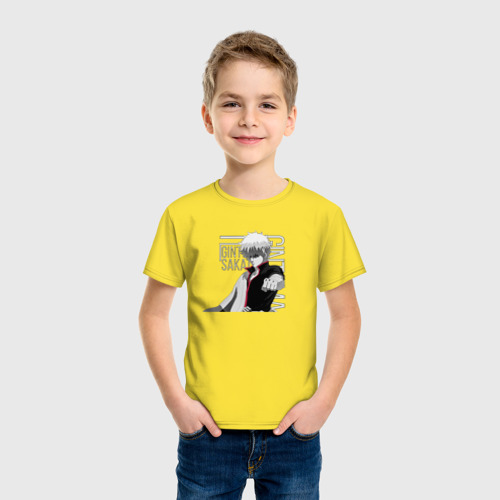 Детская футболка хлопок с принтом Гинтама, фото на моделе #1