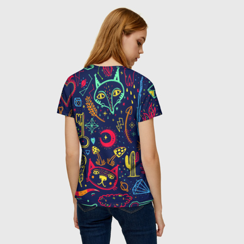 Женская футболка 3D с принтом Узоры из снов, вид сзади #2