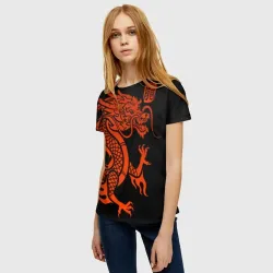 Женская футболка 3D Red China dragon - фото 2