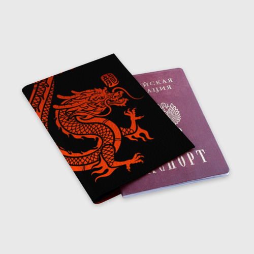 Обложка для паспорта матовая кожа Red China dragon, цвет красный - фото 3