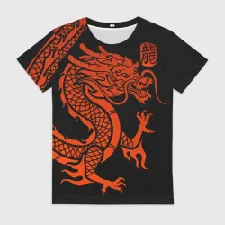 Женская футболка 3D Red China dragon