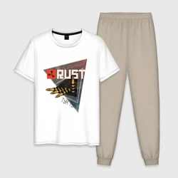 Мужская пижама с белой футболкой хлопок Rust Стучим в дверь соседу Раст