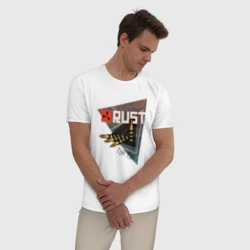 Мужская пижама с белой футболкой хлопок Rust Стучим в дверь соседу Раст - фото 2