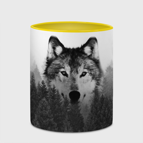 Кружка с полной запечаткой Волк, цвет белый + желтый - фото 4