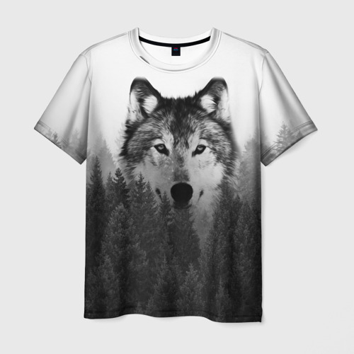 Мужская футболка с принтом Волк, вид спереди №1