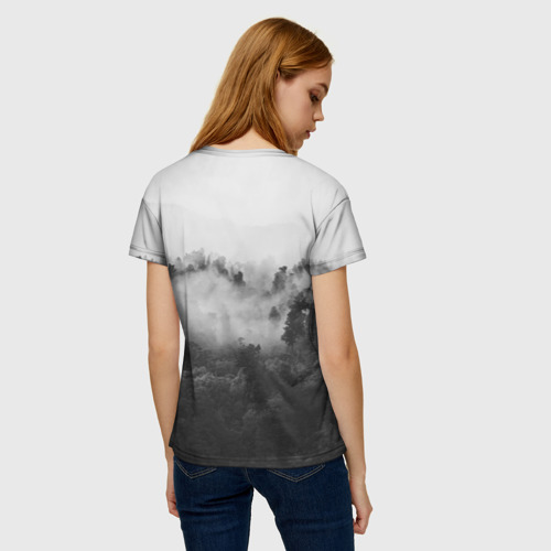 Женская футболка 3D Образ волка над лесом, цвет 3D печать - фото 4