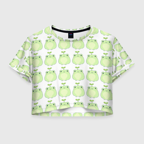 Женская футболка Crop-top 3D Лягушки-росточки, цвет 3D печать