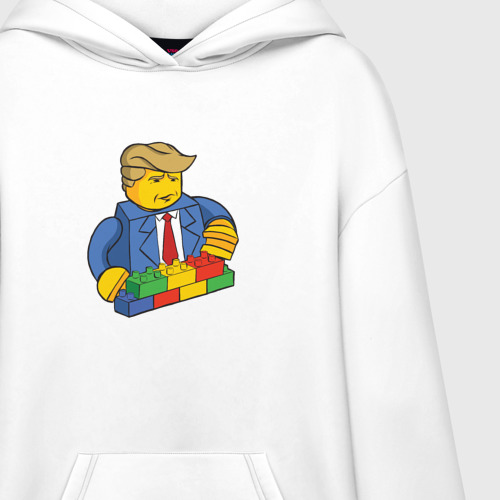 Худи SuperOversize хлопок Lego Donald Trump - Президент Дональд Трамп конструктор, цвет белый - фото 3