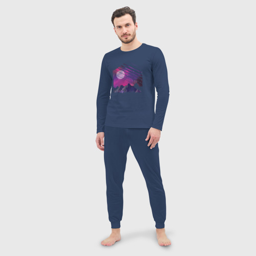 Мужская пижама с лонгсливом хлопок Mountain Galaxy, цвет темно-синий - фото 3